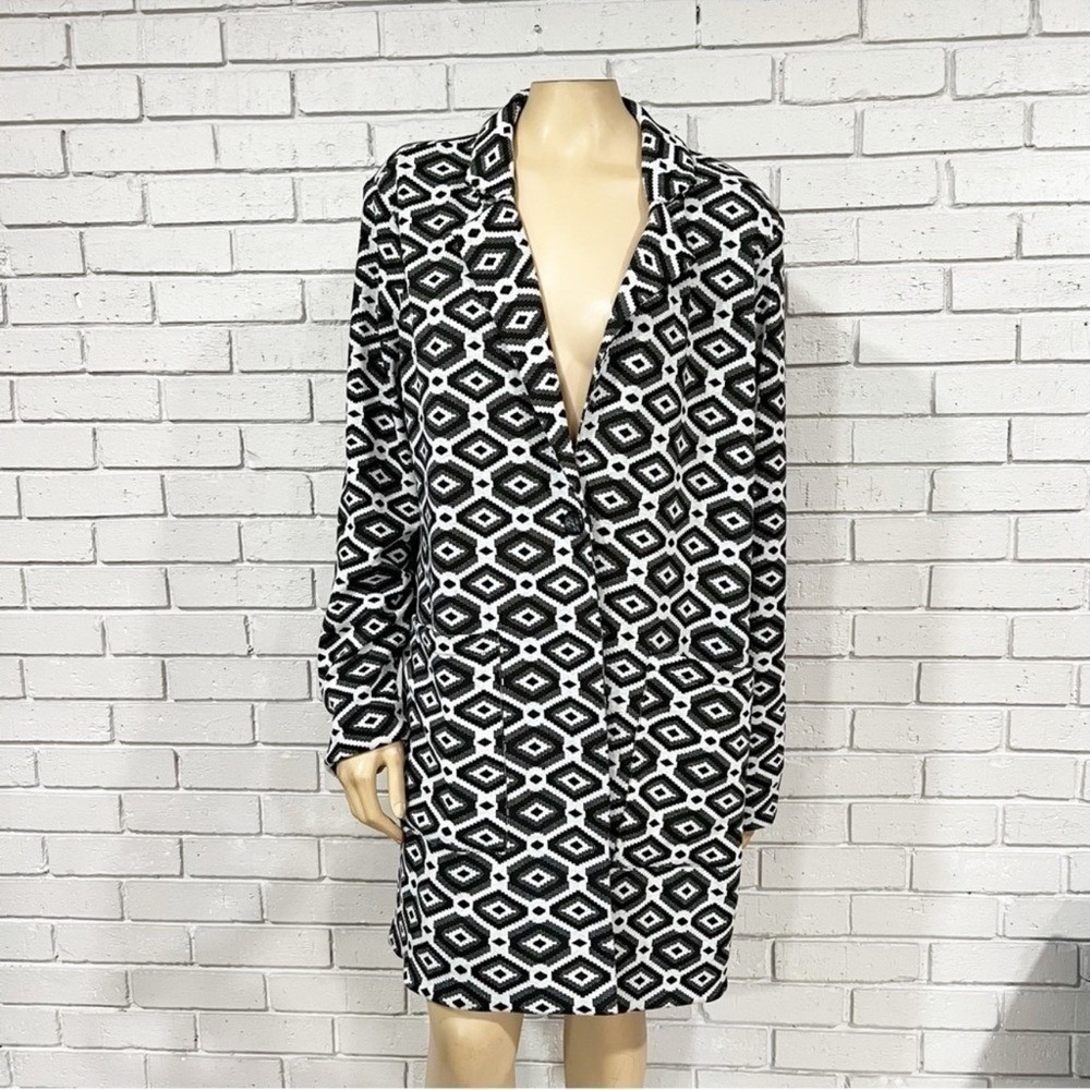 Philosophy Button Front Geometric Lapel Collar Coat Statement Designer XL NWT